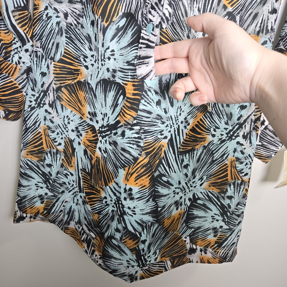 MICHAEL Michael Kors Mint Orange White Floral Boho Artsy Shirts Dress XS - Picture 7 of 10